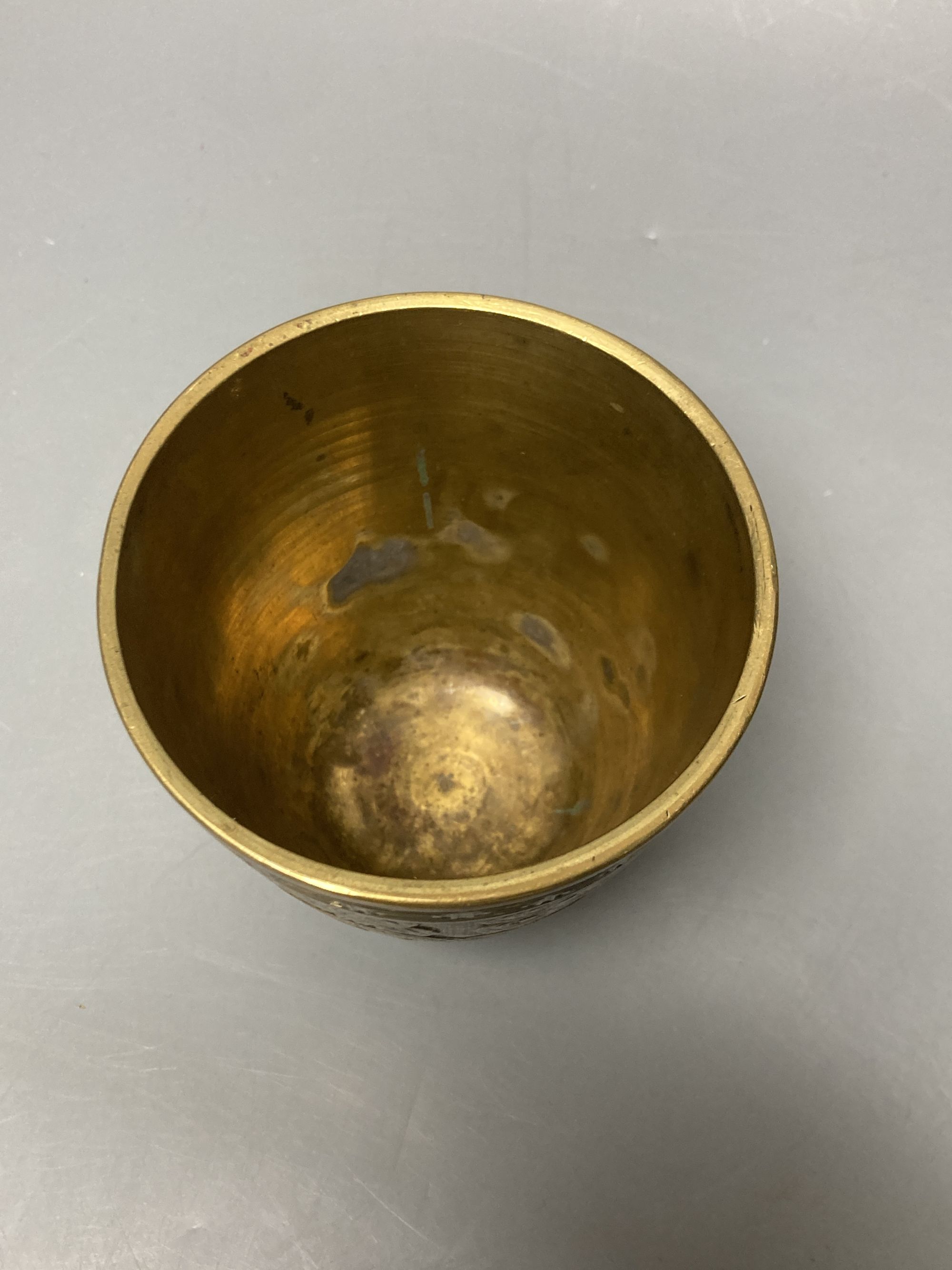A Chinese carved bronze vase, Xuande mark, late Qing dynasty, height 11cm
